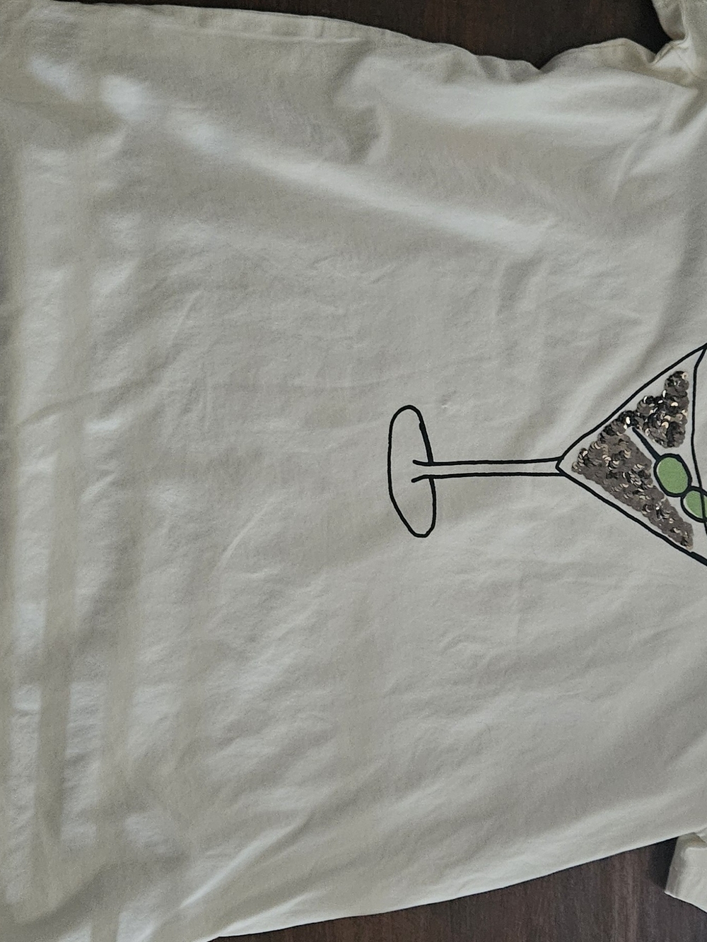 J. Crew White Short Sleeve Tee with Martini Graphic